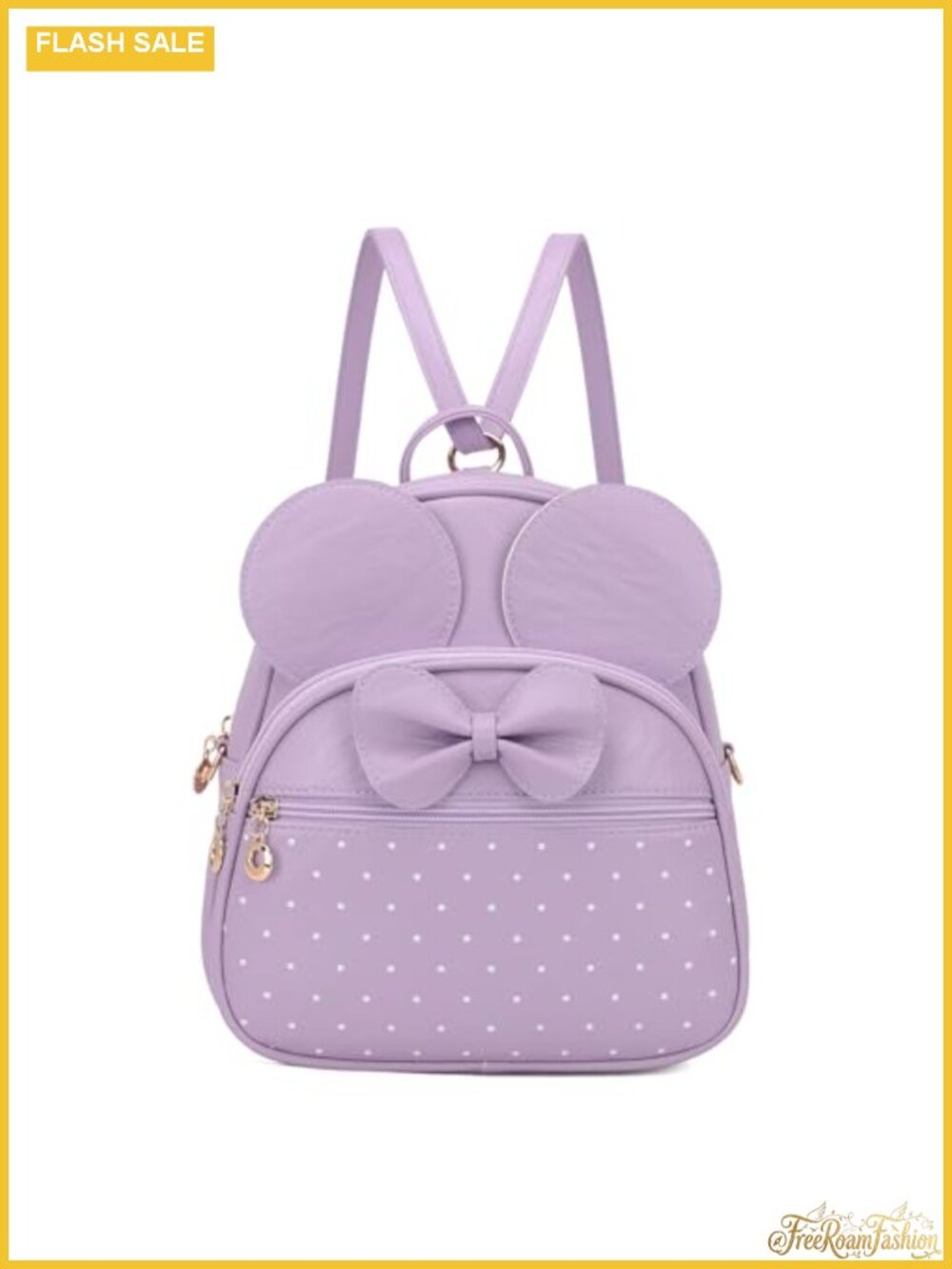 Mini Backpack Bowknot Polka Dot PU Leather Convertible Shoulder Purse Daypack